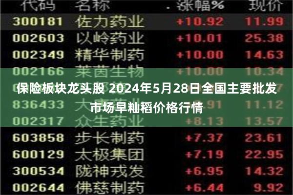 保险板块龙头股 2024年5月28日全国主要批发市场早籼稻价格行情