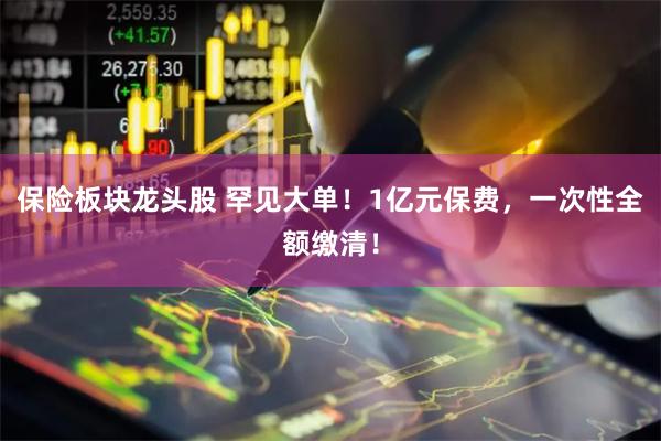 保险板块龙头股 罕见大单！1亿元保费，一次性全额缴清！