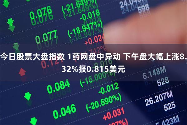 今日股票大盘指数 1药网盘中异动 下午盘大幅上涨8.32%报0.815美元